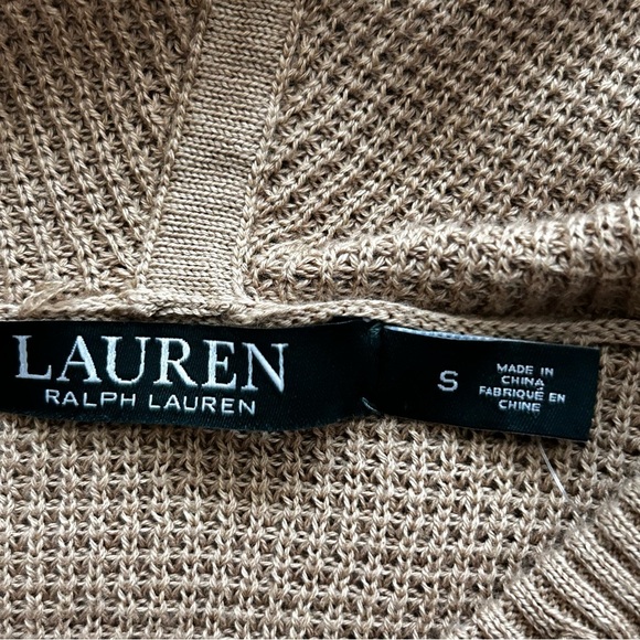 Lauren Ralph Lauren Tan Waffle Print Hooded Sweater - Picture 2 of 7